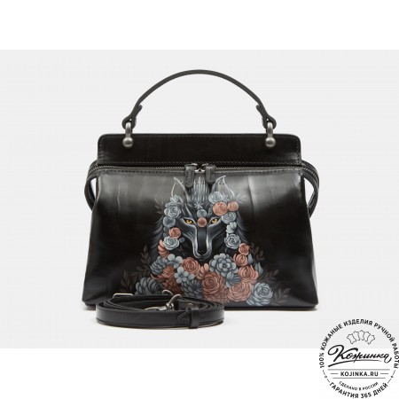 Женская кожаная сумка "Орнелла"  "Волчица в цветах"